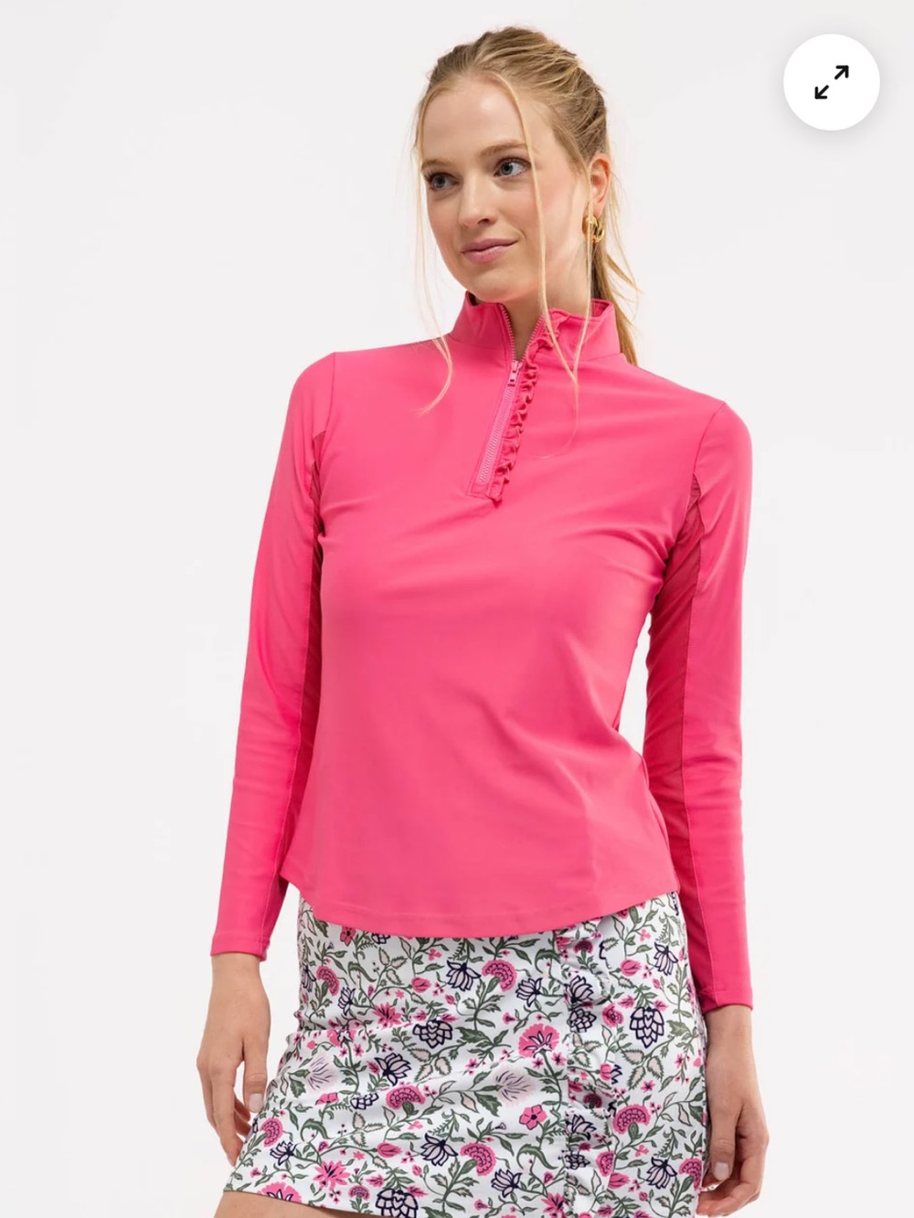 Smith & Quinn Ava Ruffle Quarter-Zip Pullover in Pink